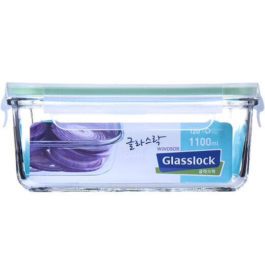 
South Korea imported glass lunch box microwave heating bento bowl separate refrigerator freshness box seal 695ML rectangle