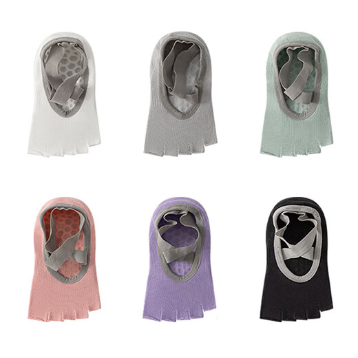 Catman same factory open-toe five-finger yoga socks for women spring and summer indoor sports women's socks with straps Pilates boat socks pink + purple one size fits all