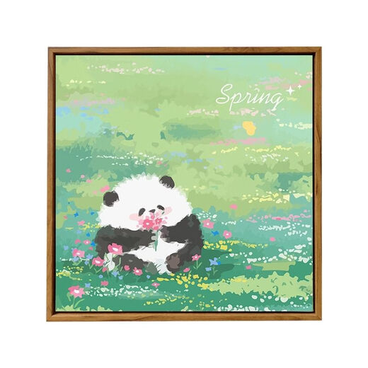 Panda flower DIY fill coloring hand-painted graffiti cartoon acrylic oil painting decorative painting hy3888 20*20cm thick solid wood inner frame