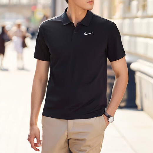 耐克（NIKE）黑色POLO衫冰丝短袖速干翻领T恤夏季 黑色FN3895-010  纯棉针织 S 100-120斤