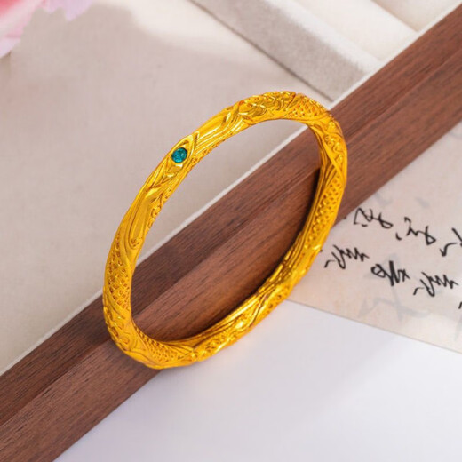 Taijufu Gold-wrapped Silver Universe Circle Bracelet Nezha Same Style Pure Gold Qianxi Couple Gift Universe Circle Size 54 (Thick Gold Layer)