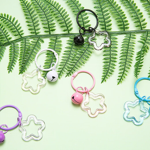 Kunsui Colorful Star Flower Acrylic Keychain Pendant Diy Keychain Dingling Small Fresh Couple Book Packaging Ornament Transparent Star Keychain [Random Color Mixed 10 Packs]