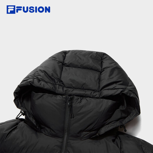 FILA FUSION Fila trendy brand down jacket for women 2025 winter new casual loose warm hooded jacket, black-BK M 165/84A/M