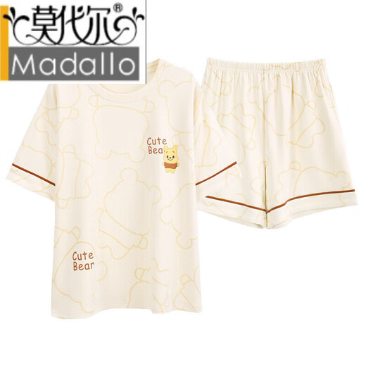 莫代尔新款棉睡衣女夏季薄款短袖短裤甜美可爱学生可外穿家居服套装 9882 M L(160-165C，95-115斤)