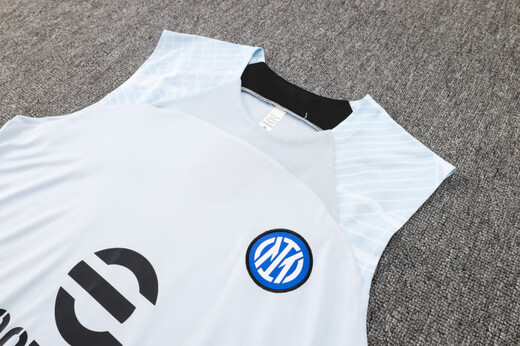 Opkll国际米兰2324训练服背心速干热身足球服浅蓝色无袖球衣短裤球迷版 24国米黑(短裤)口袋16 S