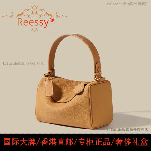 Reessy国际轻奢品牌包包女包2025新款单肩包女士斜挎包手提包枕头包 隐藏磁扣-白拼棕