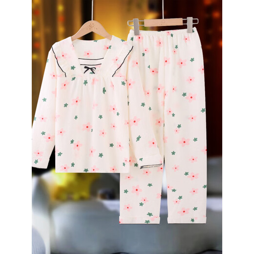 Ultraman Pajamas para niños niñas Spring y otoño Manga larga Algodón puro Cartoon Fina Niña delgada Cotton Medium y Big Children's Home Set Venta caliente Zh Long Wrinkle Tape 585 Flores rosadas 130 Tamaño 12 [Altura recomendada 120-130cm