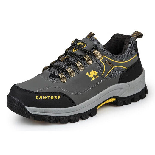 Huili Camel men's shoes hiking shoes genuine leather waterproof sports casual shoes men's non-slip breathable outdoor hiking shoes travel shoes 14088 gray 38