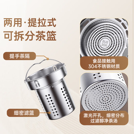 KAMJOVE temperature display double-layer thermal kettle stewing tea kettle white tea tea kettle stuffy kettle tea kettle thermal insulation tea kettle L-173 Bordeaux red 1L