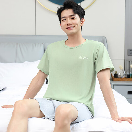 
TTPMER pajamas for men's summer cotton short-sleeved plus size thin loose Chinese youth casual home clothing suit can be worn outside 9928 [H series men's short-sleeved shorts suit] 175 L [recommended 100-130 Jin [Jin equals 0.5 kg]]