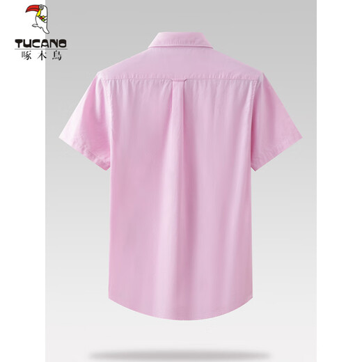 Holzspecker (Tucano) Marke Tail Ware Counter Cleeber Label Herren-Baumwollhemd atmungsable sommer saubere Farbe Mode Baumwolle Komfortable Kurzärmel-Hemd Pink S 165/84a/3895-105Jin [Jin gleich 0,5 kg]