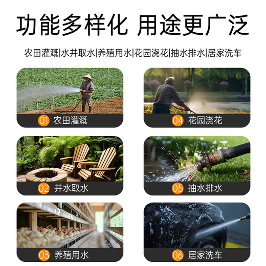 
He Jian Gongfutong DC deep well pump 1 inch 2 inch high lift 24v48v60v72v general electric vehicle submersible pump battery pump 1500W [4872v] 25 meters wire 10 meters canvas pipe