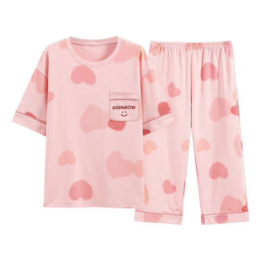 
Yalu pajamas for women in summer cotton 2025 new short-sleeved Korean sweet summer home clothing summer suit 9855 set M recommended 80-100Jin [Jin equals 0.5 kg] wear