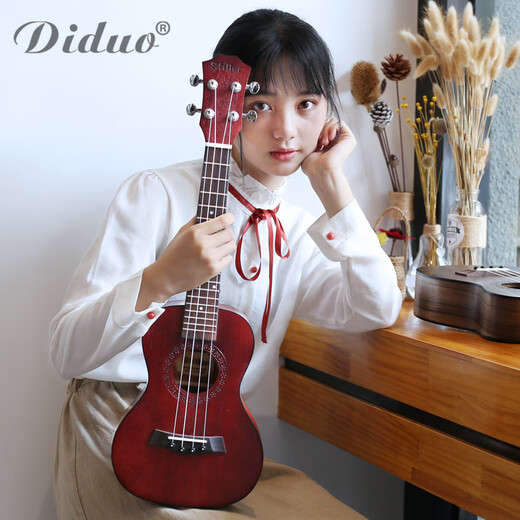 蒂·朵（Diduo）尤克里小吉他初学者入门乌克丽丽学生儿童成人女23寸小乐器优克 23寸包边红丙(送) 23英寸