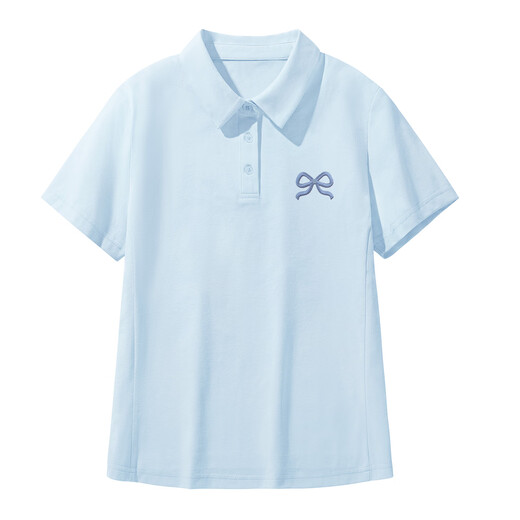 Camiseta de manga corta de Jeansest para mujeres 2025 NUEVA Partido Estudiantil Deportes al aire libre Camiseta de secado rápido Summer Protection Polo Collar Top Hg Breeze Azul (Elegant Knot Blue Chest Mark) XL (170/92a)