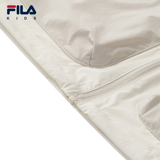FILA Children's Sun Protection Clothing 2025 Autumn New Boys Hooded Woven Jacket Vanilla Gray-GY 120