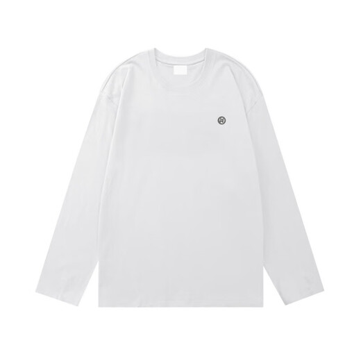 Ziweiqi trendy brand men's long-sleeved cotton spring and autumn base shirt heavy top Japanese cotton shirt white loose letters white cotton long-sleeved - 1365 S [Suggested 90-115Jin [Jin equals 0.5 kg]]
