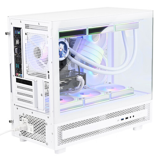 Thermaltake（Tt）钢影透S-M 海景房机箱 电脑主机 白色（M-ATX主板/支持360水冷/9风扇位）