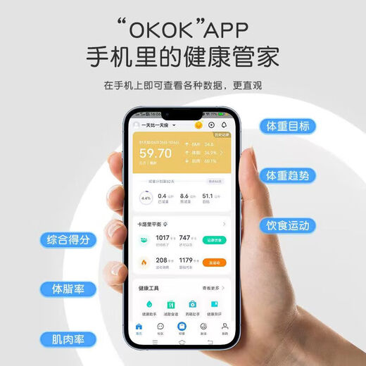 智能体脂秤体重秤电子秤人体智能体脂秤家用充电高精准体重秤减肥神器 体重秤白色电池款