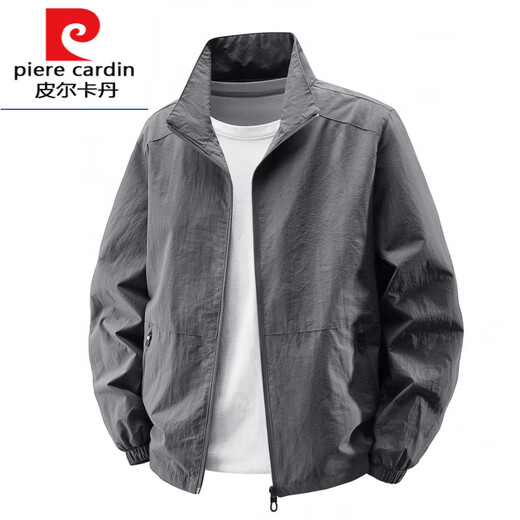 Pierre cardin 2025 new spring and autumn stand-up collar jacket for men thin jacket for men casual spring and autumn waterproof thin style knitted 9928 hooded-khaki M