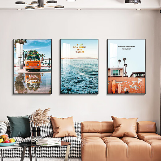 
Living room decoration painting modern minimalist Nordic style ins landscape wall painting sofa background wall hanging painting triple mural 13581/13583/13582 60*80*3 high-end crystal gloss aluminum alloy gold frame
