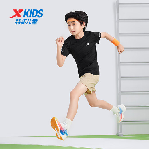 XTEP (XTEP) children's clothing boys' summer fast drying short-sleeved T-shirt in summer new mid-large children's short T-sport top genuine black [9005] 100 cm
