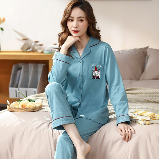 Pyjamas Fenten pour les femmes en 2024 Nouveaux vêtements de maison minces de printemps et d'automne à manches longues à manches longues à manches longues de grande taille de cardigan de grande taille Couleur abricot 9923 m de taille recommandée 80-100 Jin [Jin est égal à 0,5 kg]