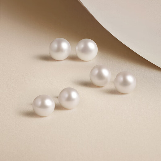 Saturday Fortune S925 silver pearl earrings birthday gift women's steamed bun beads 9.5-10.5mm