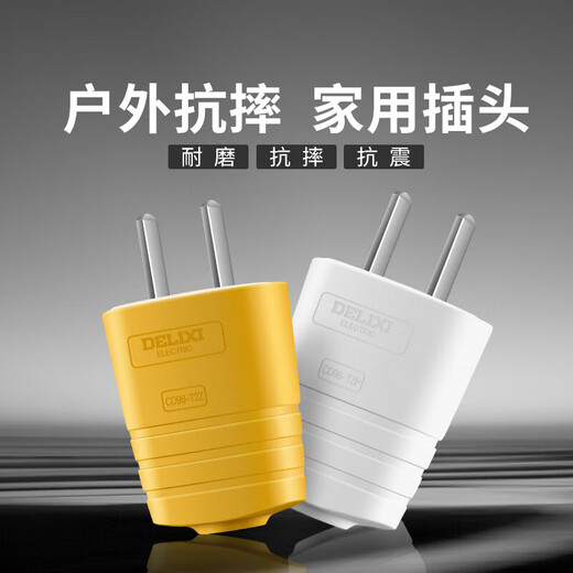 Delixi (DELIXI) new national standard socket plug strip project is not broken 3-position waterproof and dustproof self-wiring socket two-three-pin adapter 10A two-pin white