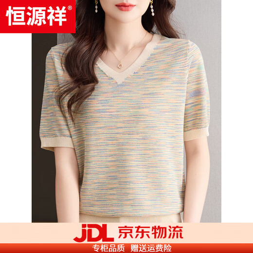 Hengyuanxiang summer new short-sleeved sweater for women loose mother dress fashionable lapel top extra-large size mulberry silk TT shirt cherry purple (823) 3XL (recommended 145-160Jin [Jin equals 0.5 kg]