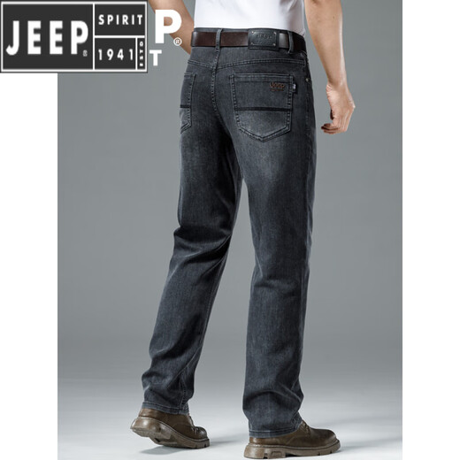 JEEP SPIRIT美国正品高级牛仔裤男夏季薄款弹力宽松直筒百搭潮流透气大码长裤 J679黑色 【春秋冬款】 29 码数-腰围【2尺2】