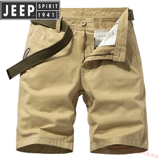 JEEP SPIRIT品牌优选多口袋纯棉工装短裤男宽松直筒五分夏季ins休闲中裤全棉 17152卡其 38