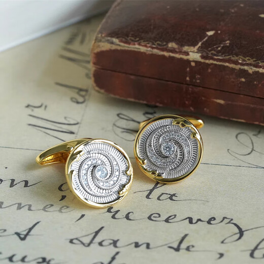 NOSSKISS international luxury brand 925 sterling silver gold-plated French shirt cufflinks men's thick silver texture retro silver