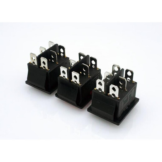 Boat type switch 6 feet 3 gears KCD4 double pole double throw stroller 3 gears 6 feet motor forward and reverse rocker power switch 6 feet 3 gears red with light 10 pieces