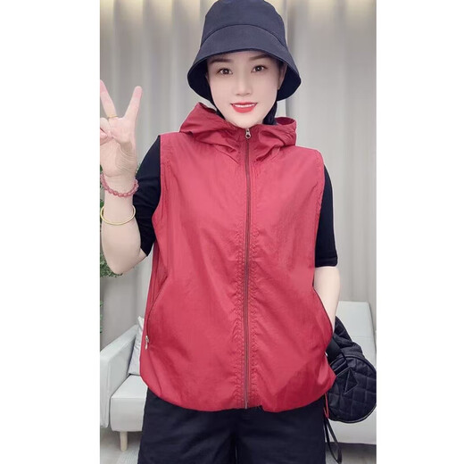 Neue Weste für Frauen im Frühling, Sommer und Herbst, Licht, modisch, locker und lässig, groß, hochgröße, ärmellose und Pferdeclipjacke, Khaki, dünn M 100-120jin [Jin ist 0,5 kg]