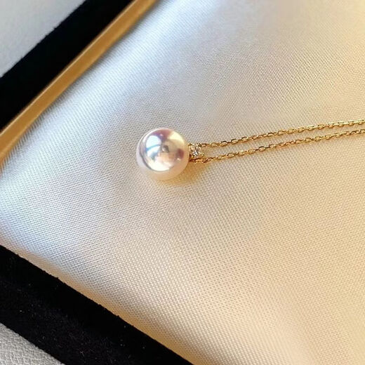 Japanese akoya seawater pearl pendant princess necklace 18K gold South African diamond heavenly natural red hot style Japanese akoya seawater pearl pendant princess necklace
