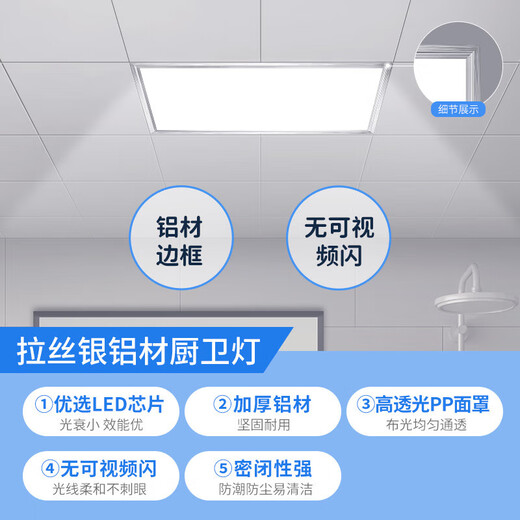 NVC kitchen light led integrated ceiling light gusset light bathroom panel light flat light 36w