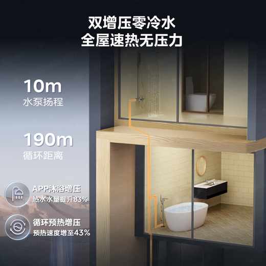 Midea double booster zero cold water MK9S 16 liters gas water heater natural gas three-wheel drive servo constant temperature multiple security large water capacity JSQ30-MK9S 15% national subsidy