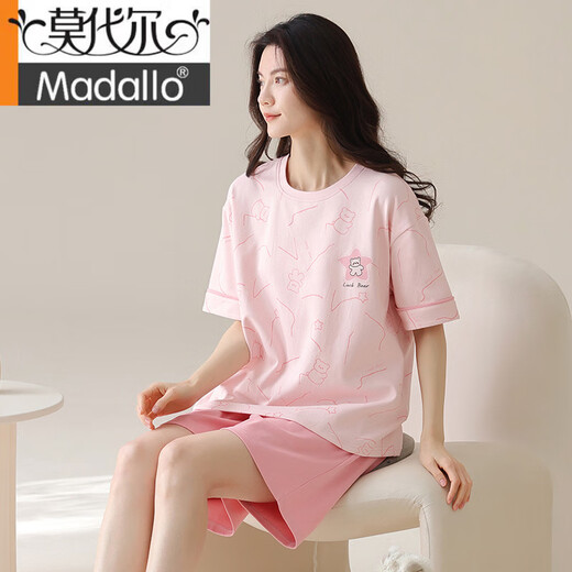 Modal 2025 pajamas for women for summer shorts for women, pure cotton round neck thin sweet pink home clothing suit for women, Z9858 M [recommended to wear 80-100Jin [Jin equals 0.5 kg]]
