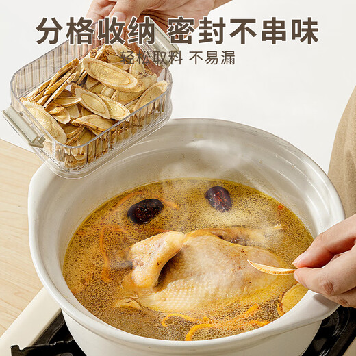 Bai Qixin spices and condiments storage box storage box household seasoning box miscellaneous grains sealed jar kitchen scented tea leaf pepper aniseed spice jar gray 5-piece set