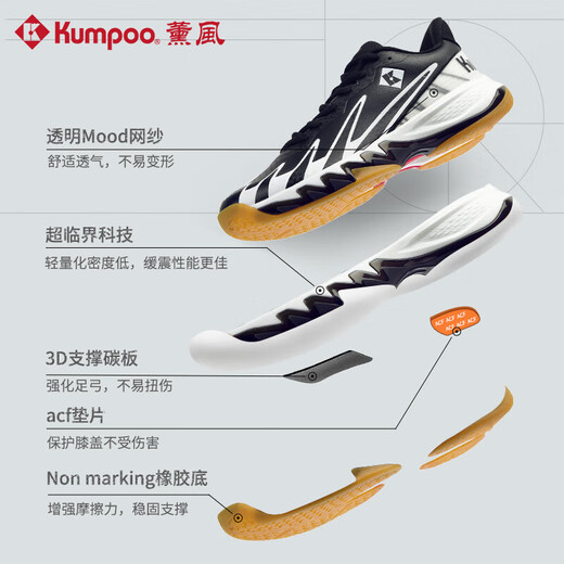 KUMPOO 2025 new Shura badminton shoes G828 anti-slip, shock-absorbing and breathable KUMPOO professional training and competition sports shoes KH-G828 aqua/navy blue | New Shura 45