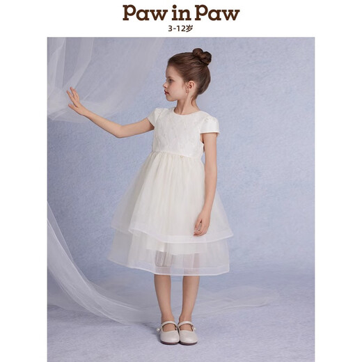 PawinPaw shopping mall same style cartoon bear children's clothing 25 spring and summer new girls festival dress dress Ivory ivory/39 110