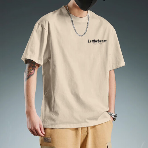 Mit reinem Yishion reines Baumwoll kurzärmelig rundes Nacken T-Shirt Slim Design Sense Spleißen Nische Lustige Marine Blue Trendy Marke Kleidung Amerikanisch Weiß 1342 S