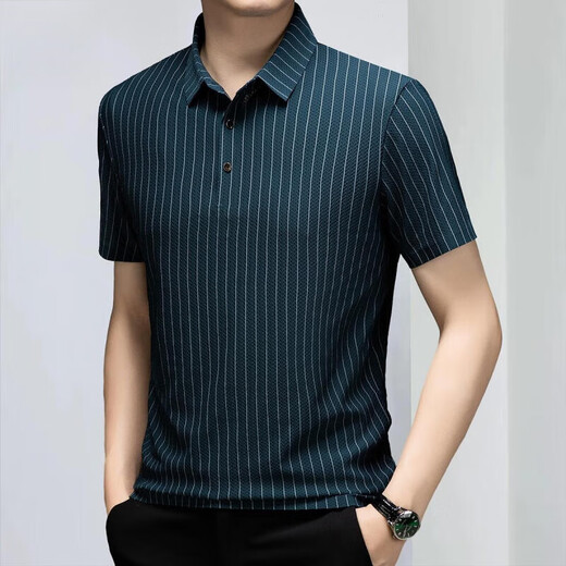 Danjun middle-aged and young father summer clothing Polo shirt for men 2025 summer thin middle-aged ice silk casual short-sleeved T-shirt for men 11167 dark gray 11167 dark gray 2XL 141-160Jin[Jin equals 0.5 kg]