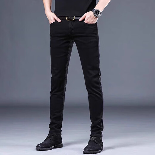 皮尔卡丹（pierre cardin）不褪色弹力男士牛仔裤2025夏季修身直筒裤纯色中年男裤 1049灰色 常规 28