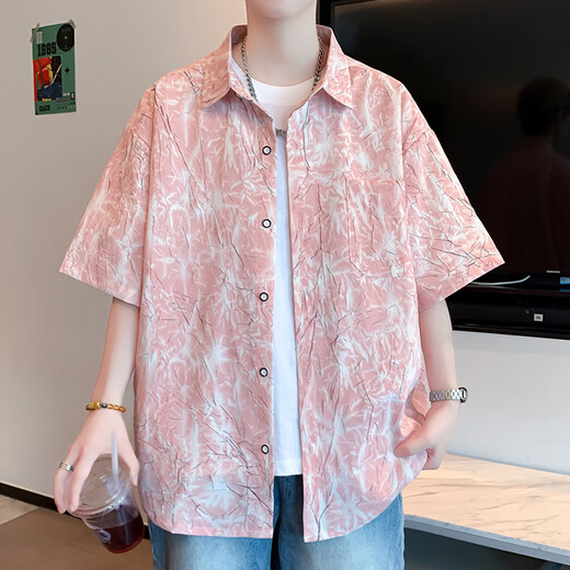 Bailedi summer boys thin short-sleeved shirt high school junior high school students teenagers big children ice silk half-sleeved shirt printed jacket 2504 blue (single shirt) high quality 160 M 80-100Jin Jin is equal to about 0.5 kg