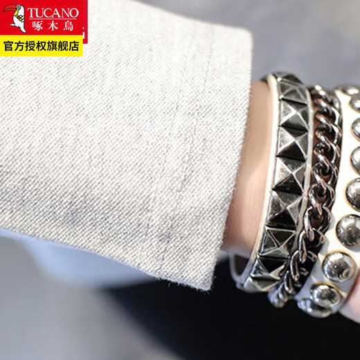 Woodpecker long-sleeved T-shirt men's spring and autumn sweatshirt solid color slim V-neck trendy inner wear bottoming shirt T02 black regular XL