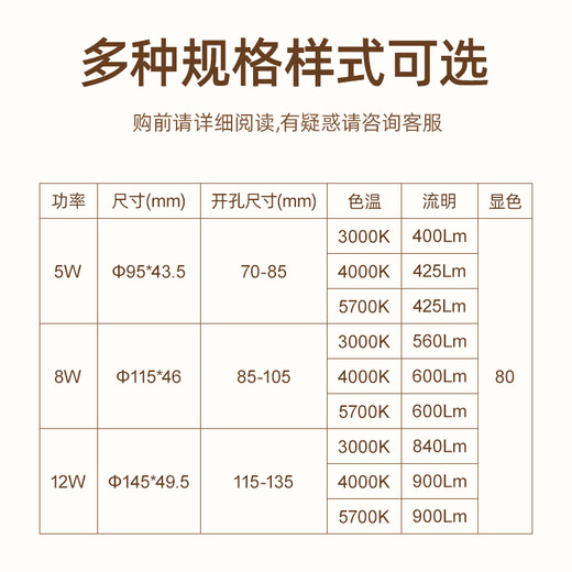 Philips (PHILIPS) LED downlight 12W ceiling hole light ultra-thin embedded aisle ceiling light opening 115-135mm white light 5700K
