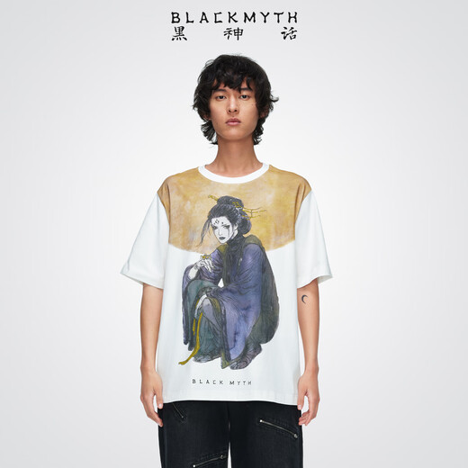 Black Myth Aoyama Ambition short-sleeved T-shirt Black Myth Goku official peripheral clothing Men and women same style print casual loose L