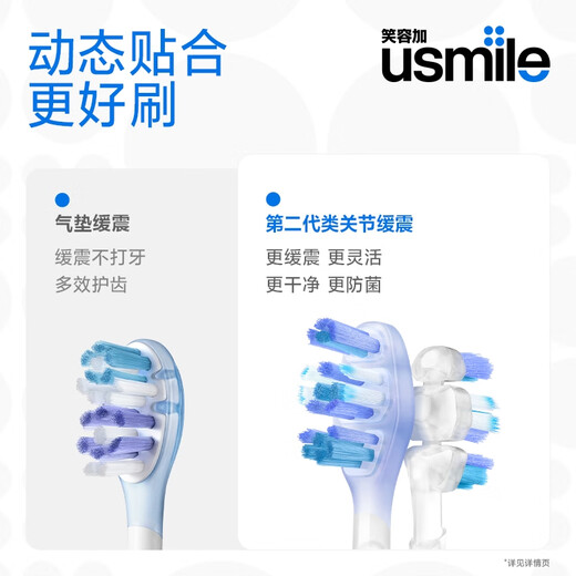 Usmile Smile Plus Electric Toothbrush Head Adult Cushioning Toothbrush New Generation Transparent Cushioning Whitening Brush 2 Pack Suitable for usmile Adult Toothbrush